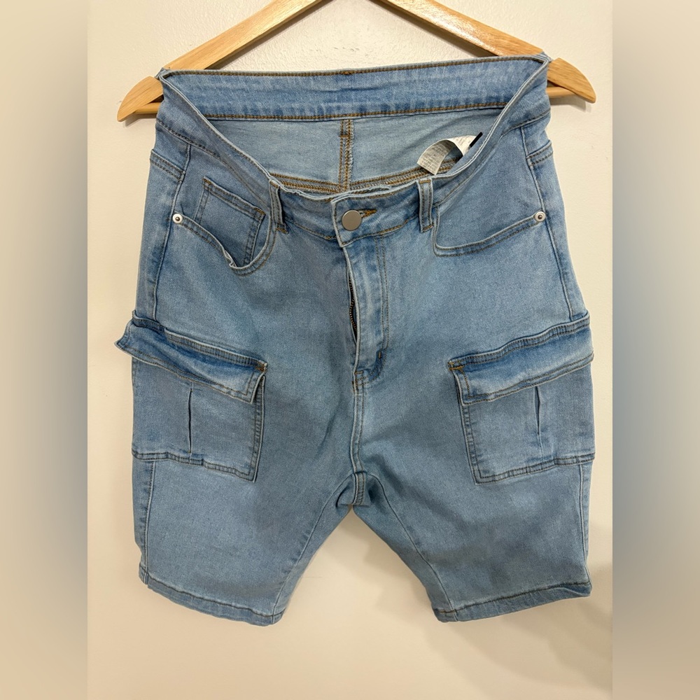 SHEIN Light Blue Bermuda Cargo Shorts for Women